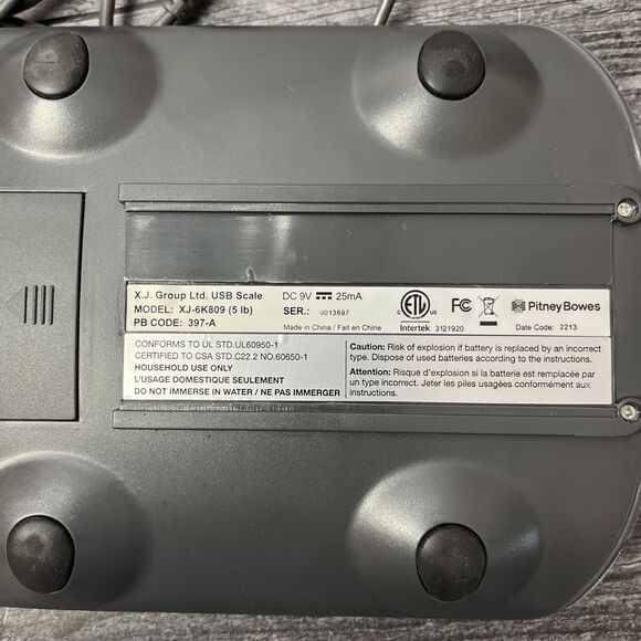 Pitney Bowes USB Scale Model XJ-6K809 - Capacity: 5 lb. Tested  (OP) - Picture 5 of 5
